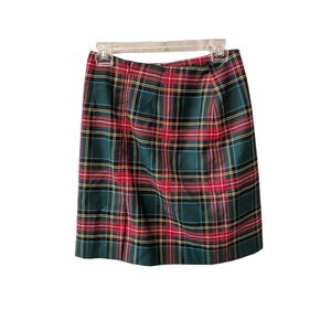 Vintage Lands End Wool Mini Skirt Tartan Plaid Made in Scotland Sz 6 Petite